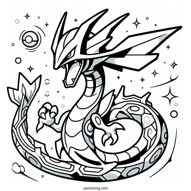 Mega Rayquaza Coloring Page In The Air