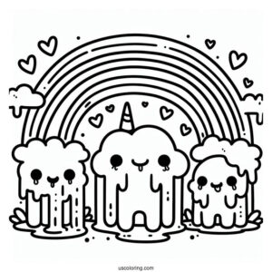 Blue Rainbow Friends Coloring Page With Drool
