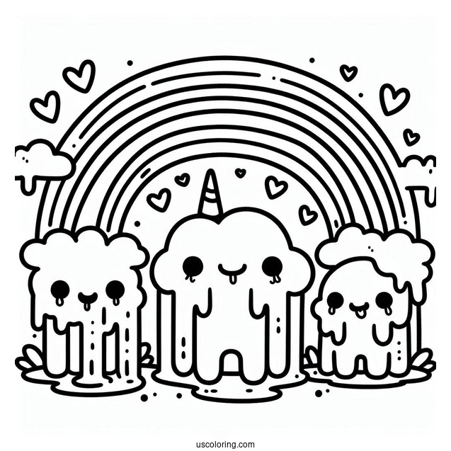 Blue Rainbow Friends Coloring Page With Drool