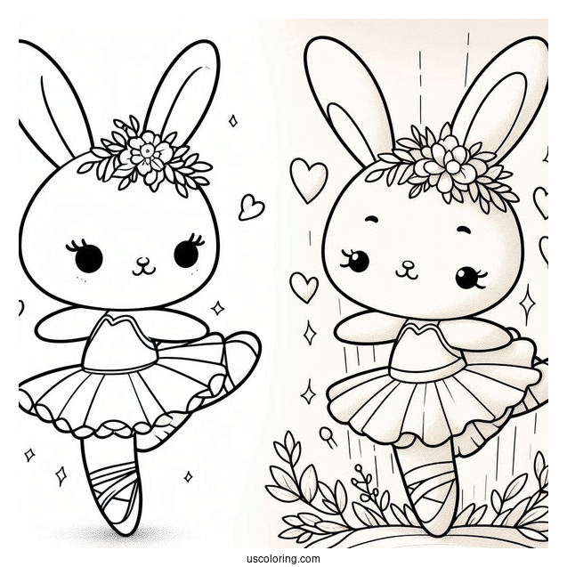 Cute Bunny Doing Ballet Coloring Page
