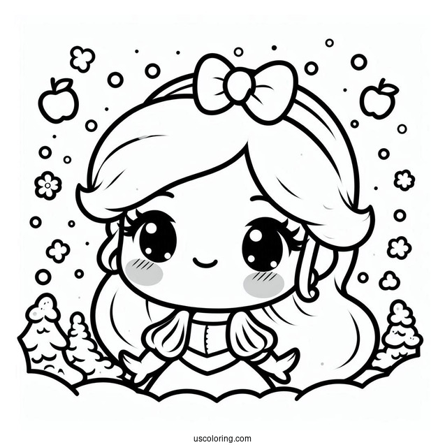 Simple Kawaii Snow White Coloring Page