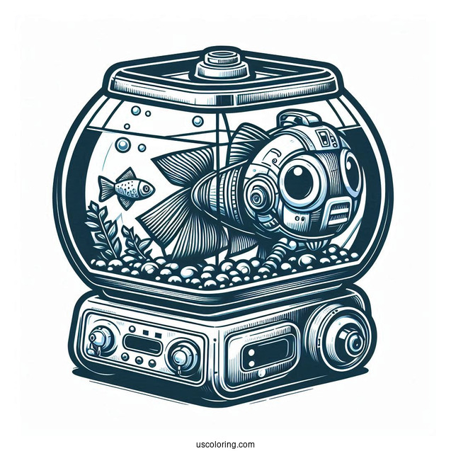 Futuristic Goldfish Tank Robot