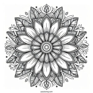Flower Coloring Pages Of Intricate Daisy Mandala