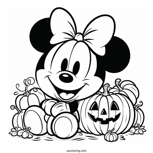 Mickey Mouse Pumpkin Coloring Page For Kids