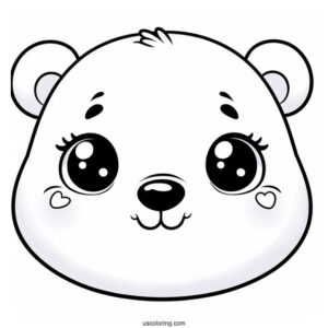 Coloring Sheet of Cartoon Polar Bear_s Face