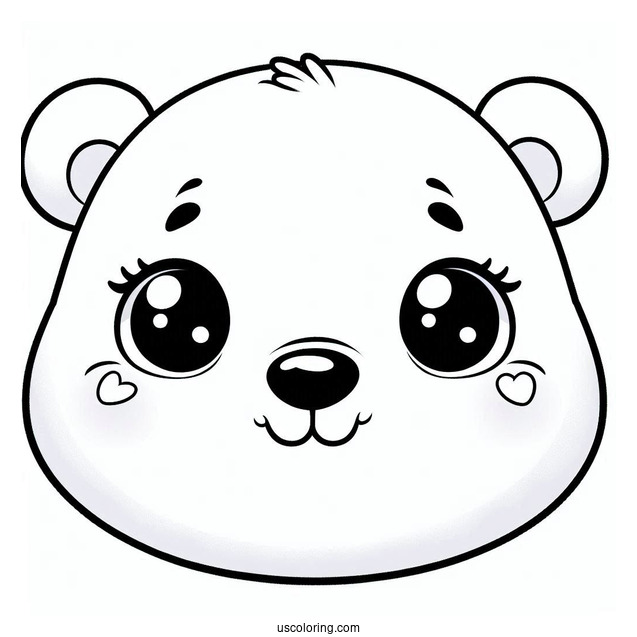 Coloring Sheet of Cartoon Polar Bear_s Face