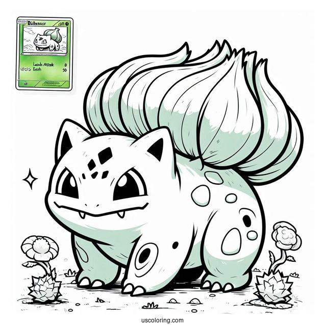 Bulbasaur Coloring Page Pokemon Card Leech Seed Attack