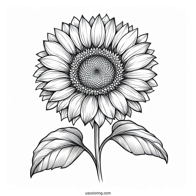 Sunflower With Big Petals For Coloring