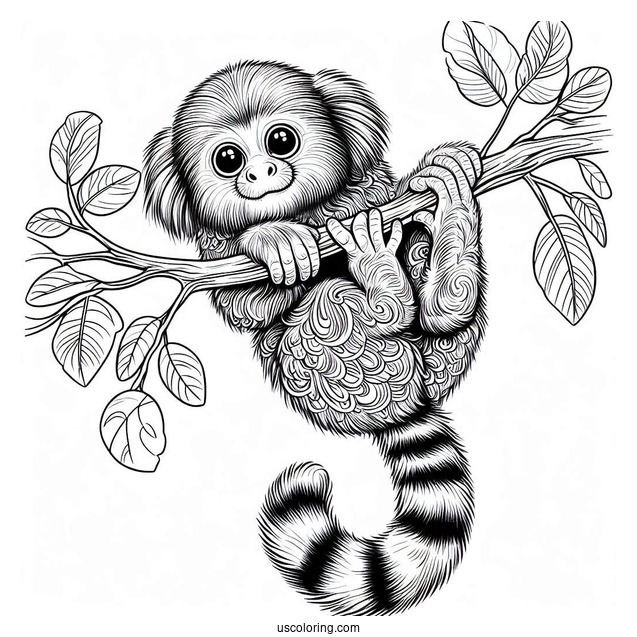 Mauro The Marmoset Hanging From A Branch