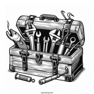 Fishing Coloring Page Of Tool Box