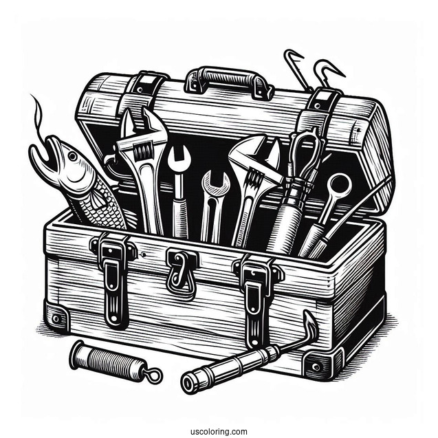 Fishing Coloring Page Of Tool Box