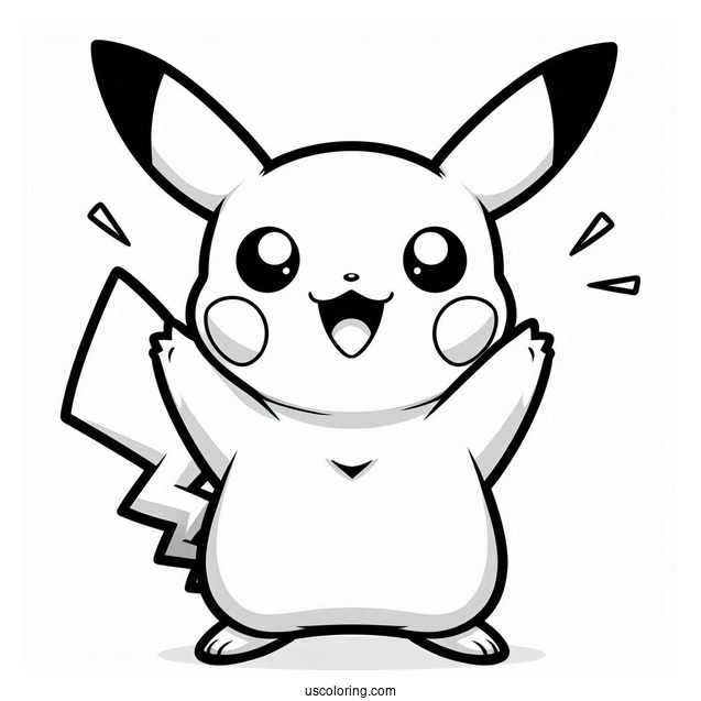 Coloring Sheet Of Cute Pikachu With Arms Up