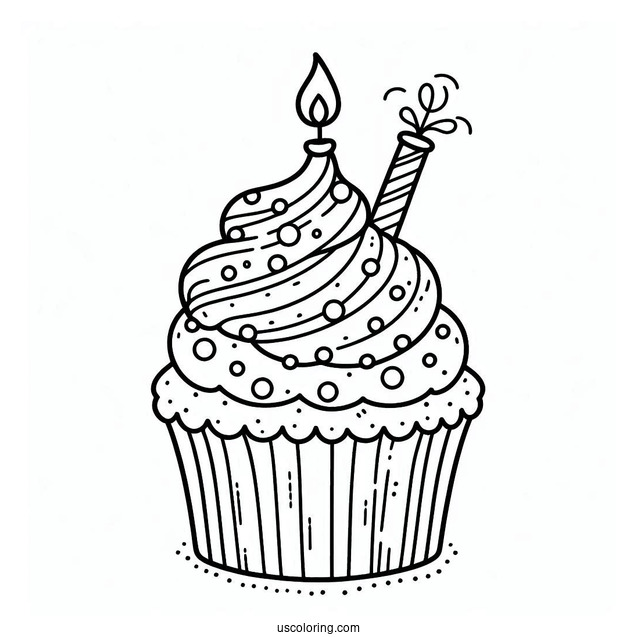 Happy Birthday Cupcake Coloring Sheet