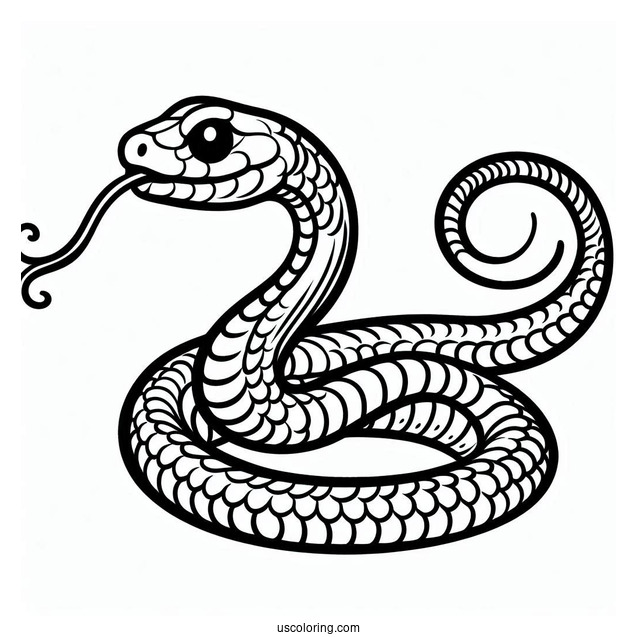 Curled Up Snake With Tongue Out