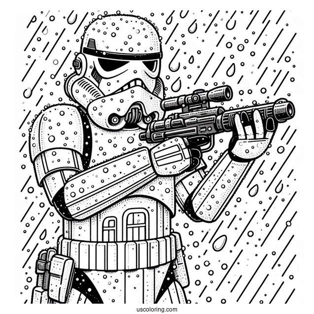 Snowtrooper Coloring Page Holding Blaster In The Rain