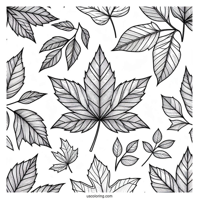 Maple Leaves Pattern Coloring Page