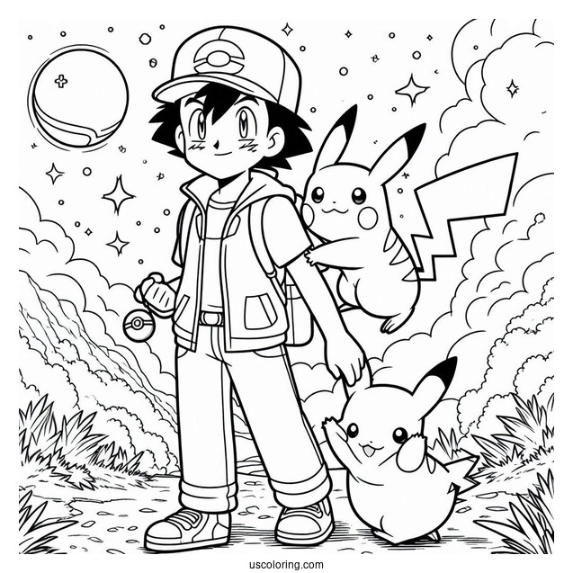 Ash And Pikachu To Color