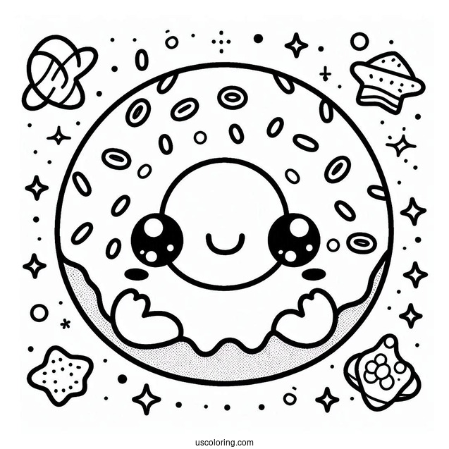 Super Cute Donut Kawaii Coloring Sheet For Kids