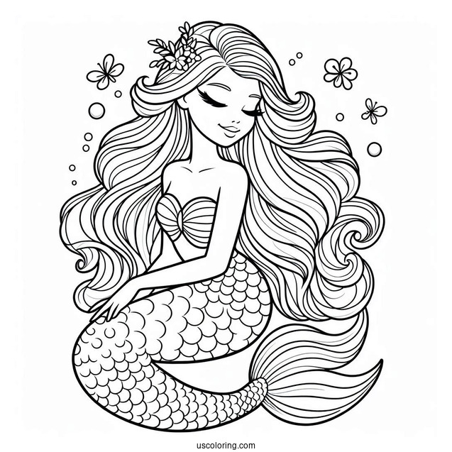 Barbie Mermaid Coloring Sheet For Kids
