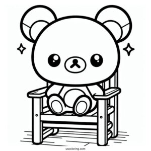 Rilakkuma Coloring Page Of Easy Chairoikoguma Sitting On The Floor Outline Coloring Page For Preschoolers