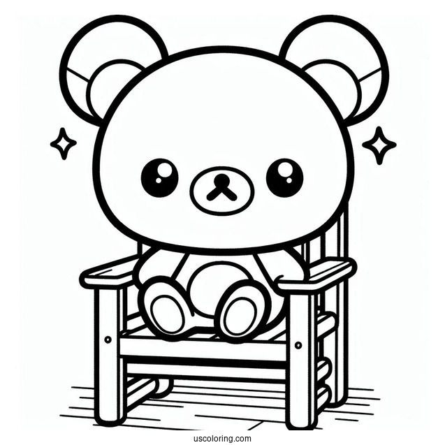 Rilakkuma Coloring Page Of Easy Chairoikoguma Sitting On The Floor Outline Coloring Page For Preschoolers