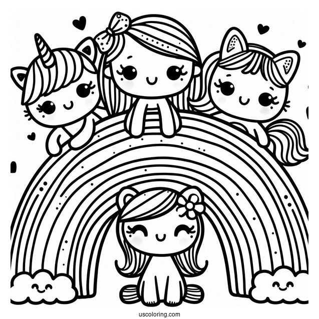 Easy Rainbow Friends Coloring Page Red, Green, Yellow, And Purple