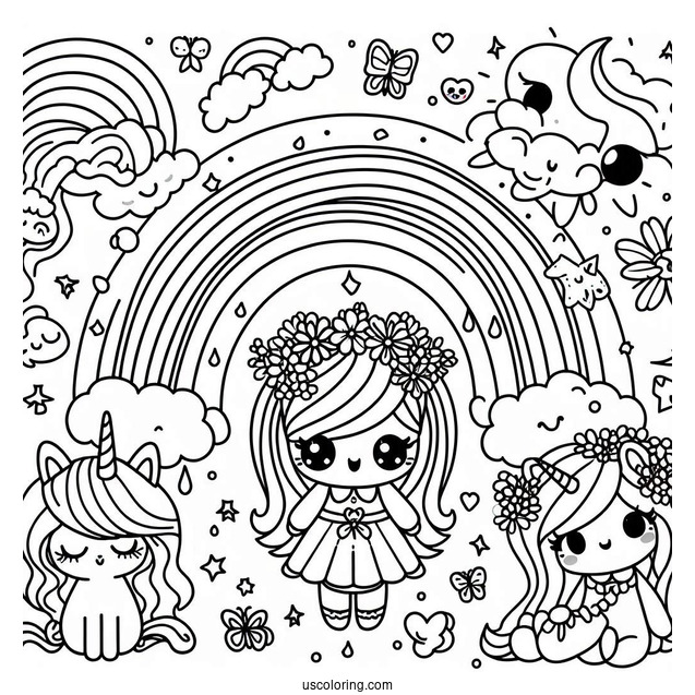 Easy Full Page Rainbow Friends Coloring Page Poster For Kids