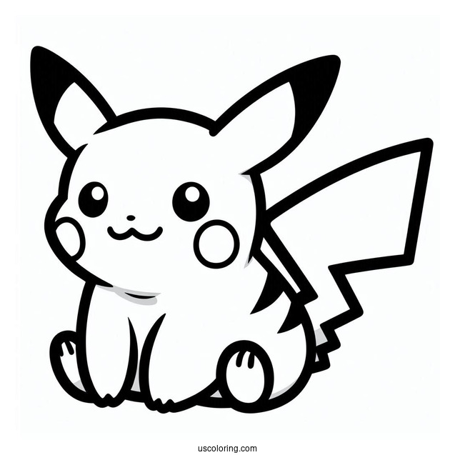 Simple Pikachu Outline For Kids Coloring In