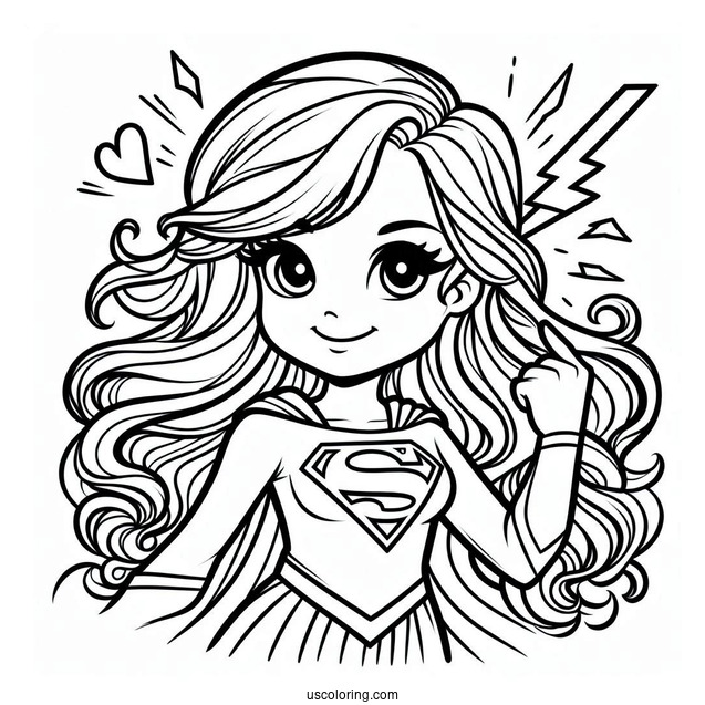 Easy Supergirl Coloring Page With Flash Outline