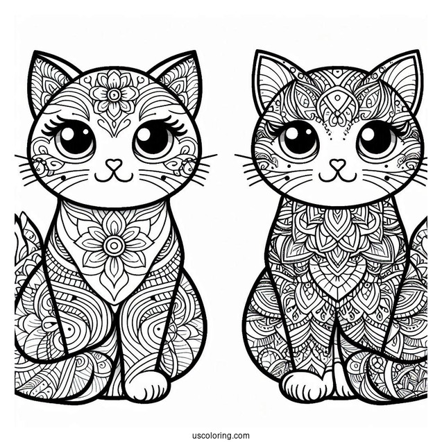 Cat Mandala Coloring In For Adults