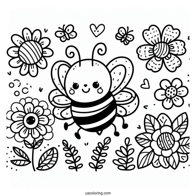 Happy Spring Coloring Page Bee Coloring Page For Preschoolers