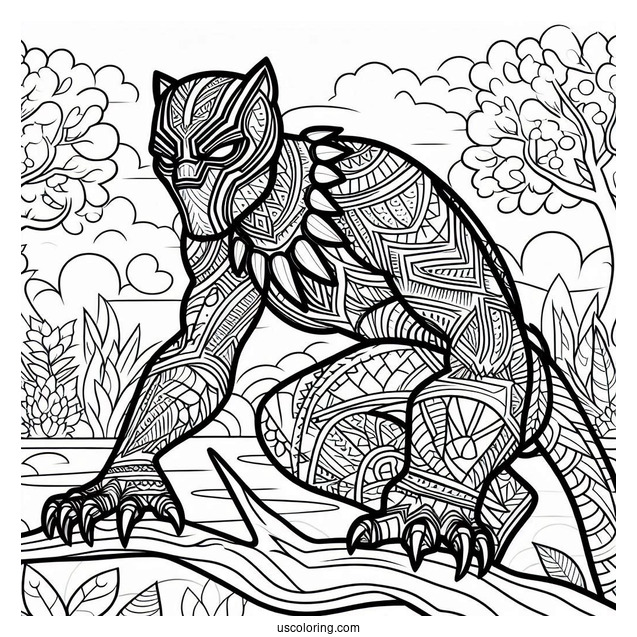 Black Panther In Wakanda Coloring Page