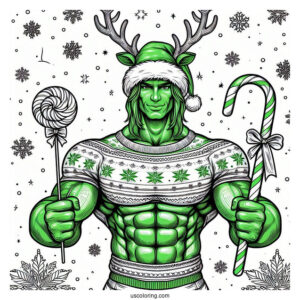 Christmas Inspired Hulk Coloring Page