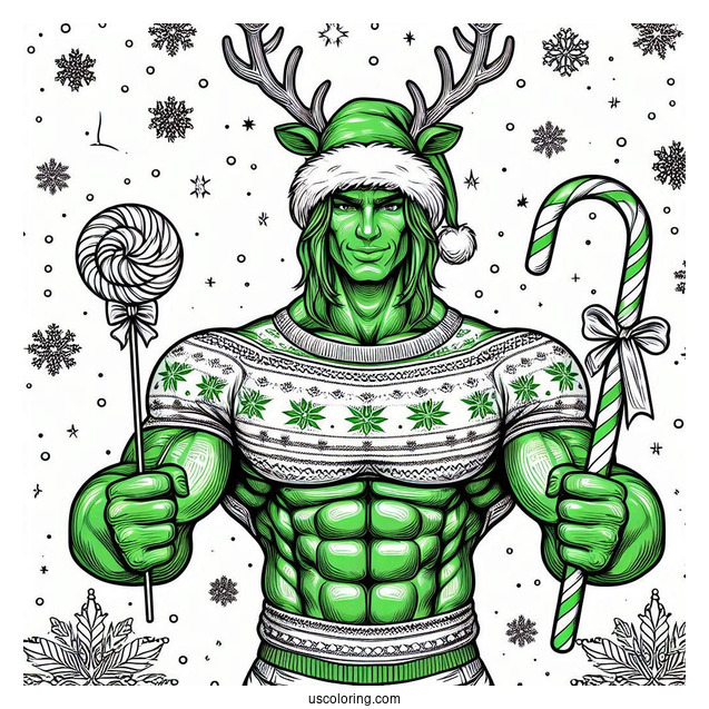 Christmas Inspired Hulk Coloring Page