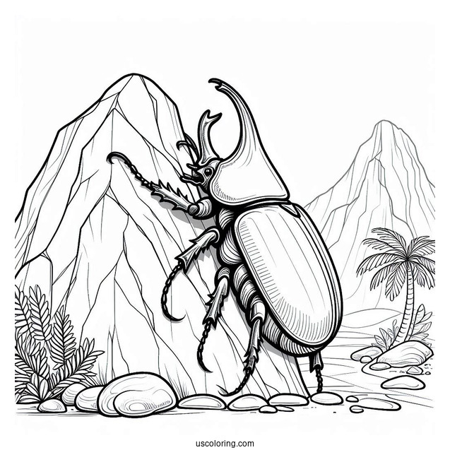 Hercules Beetle Coloring Page Climbing Rock