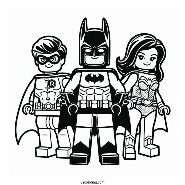 Lego Batman With Batgirl And Robin Coloring