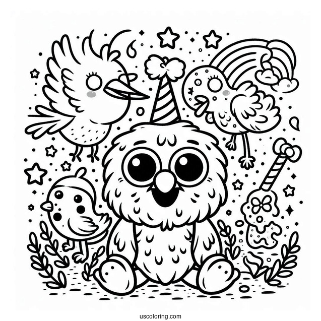 Baby Big Bird, Cookie Monster And Elmo To Color