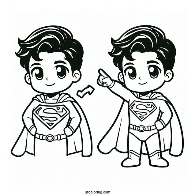 Cute Superman Cartoon Coloring Page For Kids