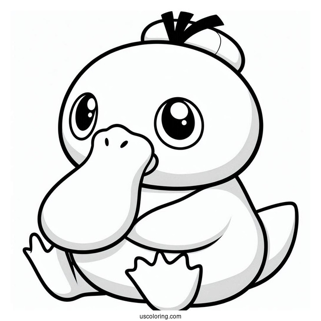 Psyduck Coloring Page Holding Its Head For Preschoolers