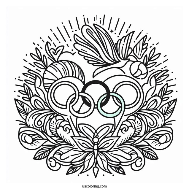 Simple Olympics Coloring Page Logo For Kids