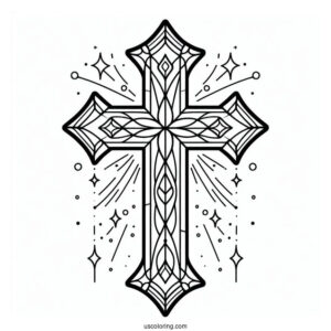 Simple Cross Stained Glass Coloring Page