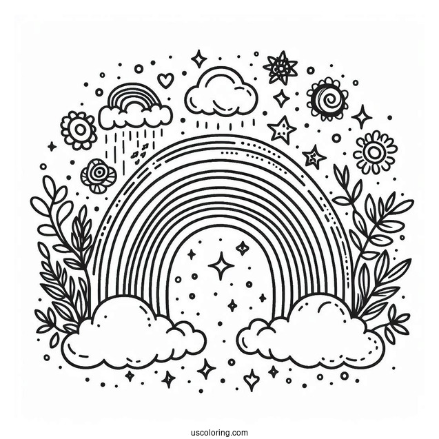 Beautiful Rainbow Coloring Sheet For Kids