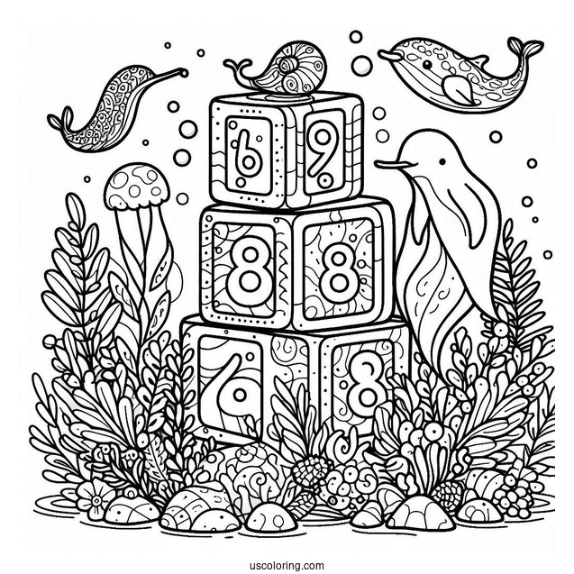 Numberblocks Coloring Page 8 Under The Sea