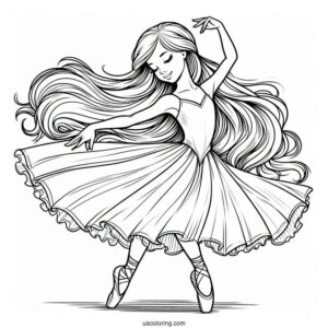 Ballerina With Long Hair Dancing