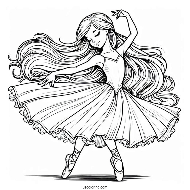 Ballerina With Long Hair Dancing