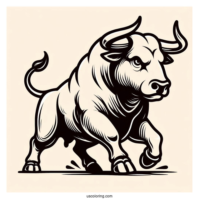 Easy Outline Of Fighting Bull Coloring In