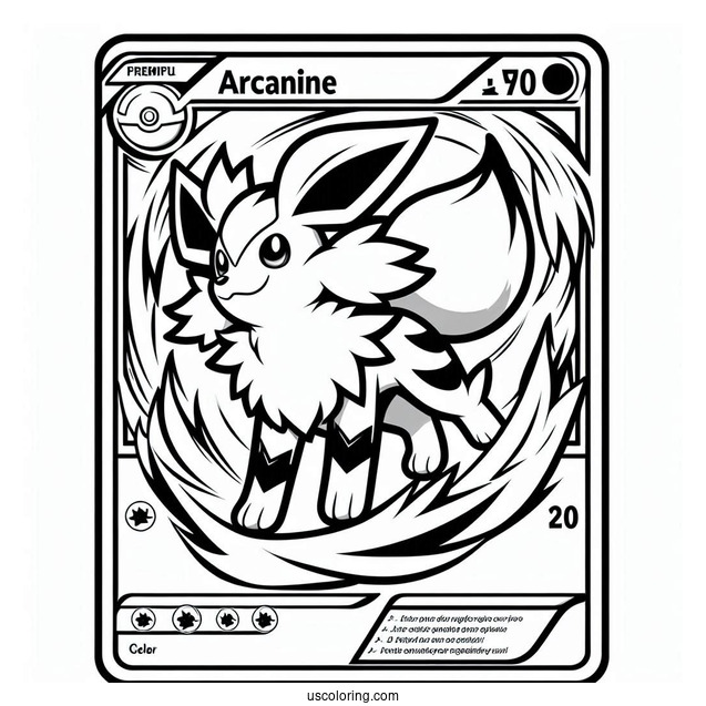 Arcanine Flame Dash Pokemon Card Coloring Page