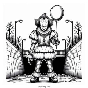 Evil Pennywise In The Sewers Holding A Balloon
