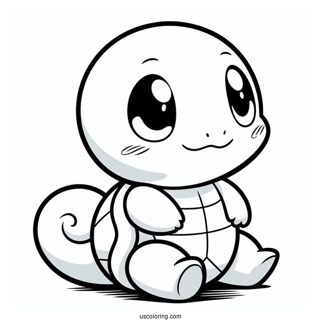 Smiling Squirtle Coloring Page For Preschoolers