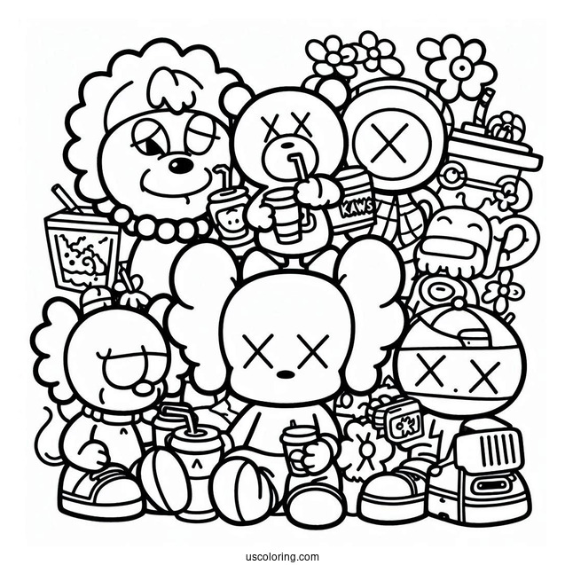 KAWS Coloring Page Themed Simpsons
